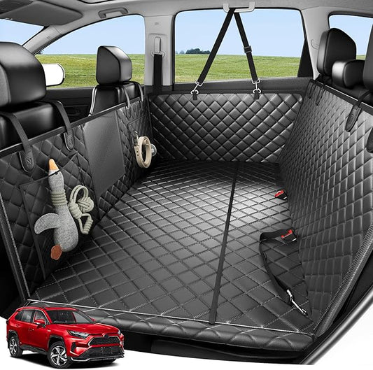 Zanch Heavy-Duty Dog Car Seat Cover, Flat Solid Back Seat Extender for Multi Large Dogs, Hard-Base Supports 450 lb, Waterproof Scratchproof Hammock Protector, Standard for Cars, SUV, Trucks, Black