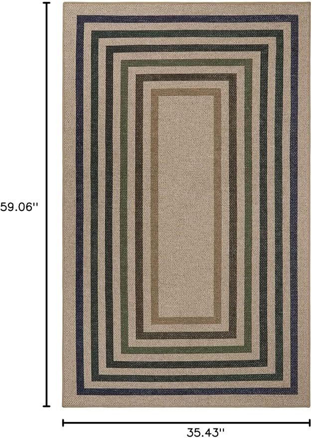 Lahome Modern Geometric Easy Jute Entryway Rug, 3x5 Washable Farmhouse Kitchen Rugs for Bedroom, Contemporary Non Slip Non Shedding Woven Carpet for Living Room