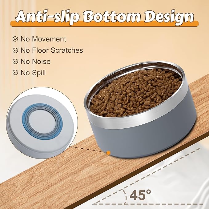 UPSKY Elevated Dog Bowls – 27oz Stainless Steel Anti-Spill Set with Wooden Stand, Double Raised Bowls for Small/Medium Dogs to Reduce Neck Strain & Improve Digestion
