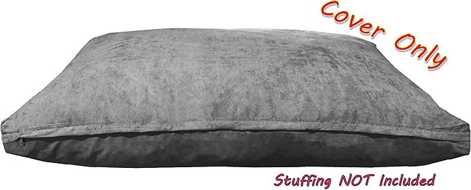 Dogbed4less 47X29X4 Inches XL Size : Suede Fabric External Replacement Cover in Gray Color with Zipper Liner for Dog Pet Bed Pillow or pad - Replacement Cover only