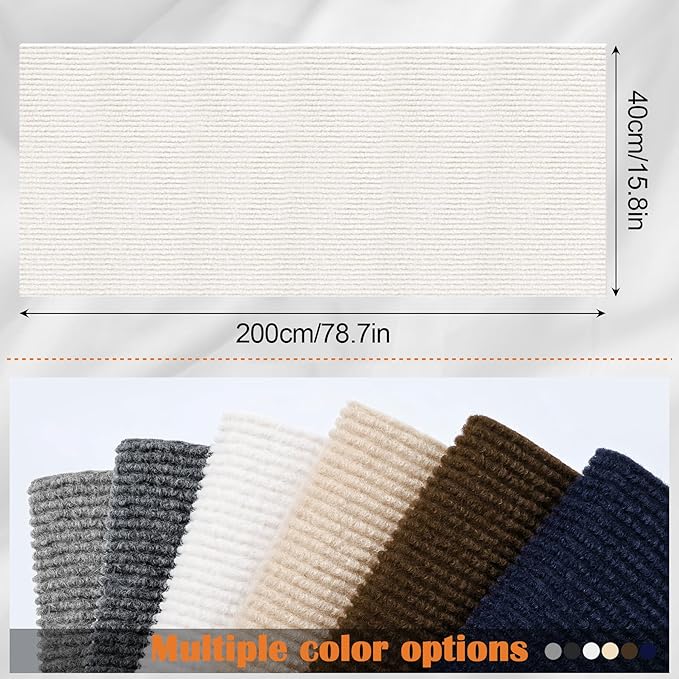 Cat Scratch Furniture Protector - 78.7" x 15.8" Trimmable Self-Adhesive Cat Claws Scratch Pads, Sisal DIY Climbing Couch Protector for Scratch Post Cat Tree Replacement Indoor (Cream White)