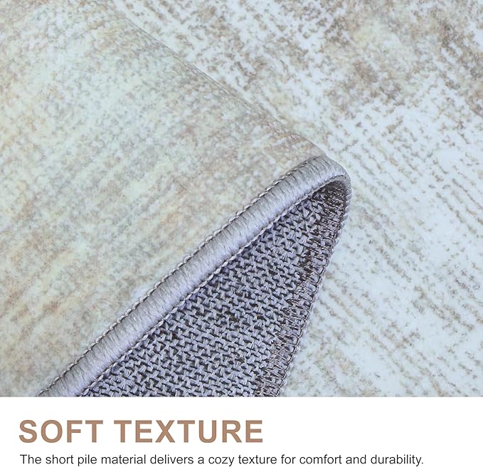 Bavni 8x10 Area Rugs, Modern Living Room Rugs, Large Machine Washable Rug Non-Slip, Soft Pet Friendly Rugs for Bedroom, Playroom, Dining Room, White/Grey