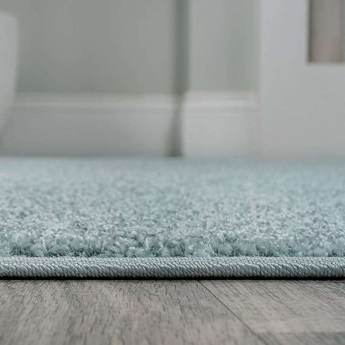 JONATHAN Y Haze Solid Low-Pile Aqua Blue 4x6 Oval Indoor Area Rug, Coastal,Bohemian,Minimalist,Classic, Easy-Cleaning for Living Room,Bedroom,Kitchen,Pet Friendly,Non-Shedding (SEU100S-4OV)