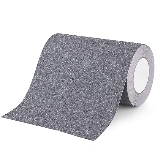 Qingluan Grip Tape, Anti Slip Tape Outdoor/Indoor Waterproof, Non Slip Tape for Stair Steps, Tread Staircases, Ramps, Skateboards (Grey Tape, 7.8" x 33Ft)