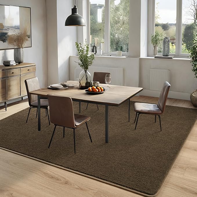 DweIke 6x9 Light Brown Area Rugs for Bedroom, Super Soft Living Room Rug, Thickened Memory-Foam Throw Carpet, Non-Slip and Washable Carpets for Kids Boys Girls Room Dorm Nursery Home Decor