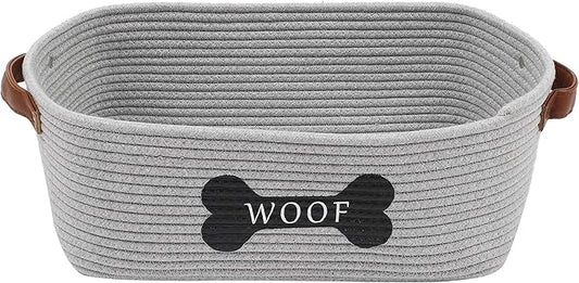 Morezi Cotton rope dog toy basket with handle, large dog bin, puppy kitty bed, dog toy basket - Perfect for carry pet toys, blankets, leashes, chew toys, diapers - Gray