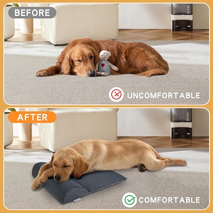 Dog Bolster Pillow with High Resilience Foam, Headrest for Medium Small Dogs, Benefit for Cervical Vertebra and Neck, Easy to Carry, Machine Washable Cover竊낰asy to Clean(Medium)