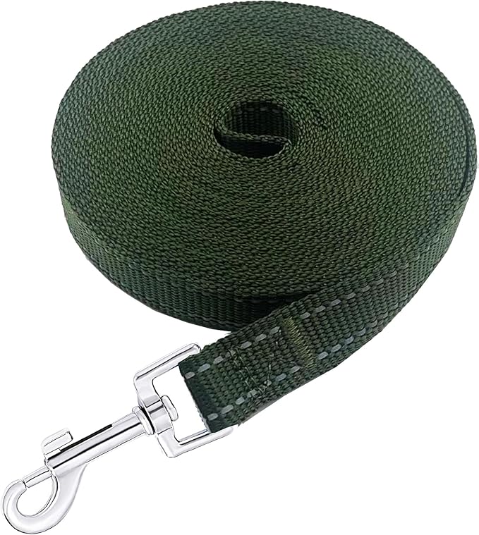 Nylon Training Dog Leash for Small Medium Dogs, 15ft 20ft 30ft 50ft 100ft Reflective Long Leash Dog/Puppy Lead for Obedience Recall Training, Camping