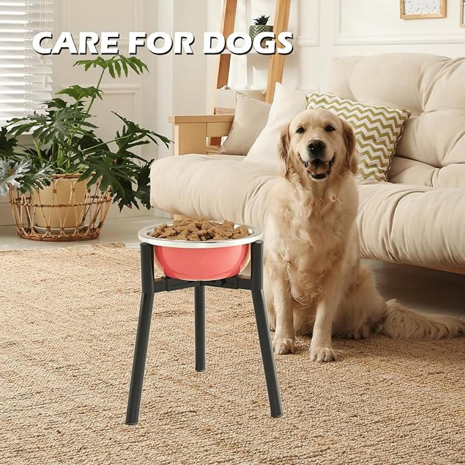 Dog Bowl Stand for Large Dogs, Adjustable Width 7-10.6" Elevated Dog Bowls，13.7in Tall Raised Food Water Stand, Single Holder, Bowl Not Included