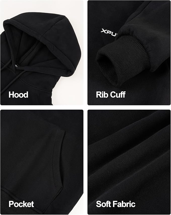 XPUDAC Matching Hoodie for Dogs and Humans Womens Hoodie Oversized Fleece Sweatshirts Long Sleeve Sweaters Pullover Fall Winter Clothes with Pocket, Black, Large