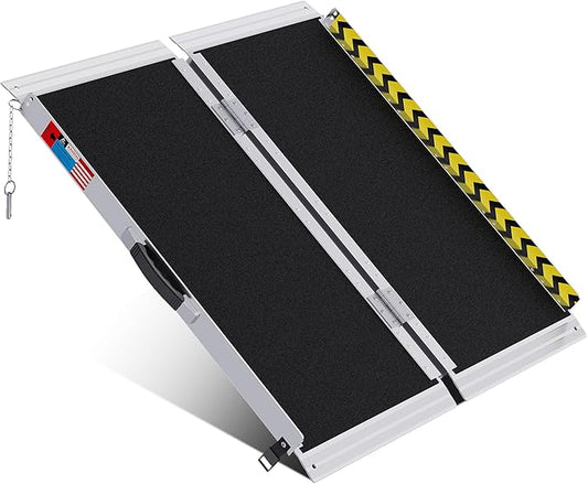 Portable Wheelchair Ramp 3FT, Anti-Slip Aluminum Folding Portable Ramp, Wheelchair Ramps for Home, Weight Capacity Up to 800 LBS, with Transition Plates Above and Below, Loading Dock Plates