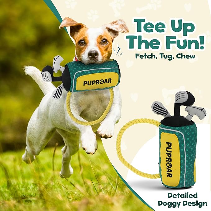 Golf Dog Toy – Dog Birthday Gift with Squeaker Rope & Crinkle, Fun & Interactive Puppy Birthday Toy & Funny Valentines Day Puppy Gift