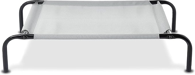 Amazon Basics Cooling Breathable Elevated Dog Bed with Metal Frame for Small Dogs, 36 x 22 x 7.5 Inch, Grey