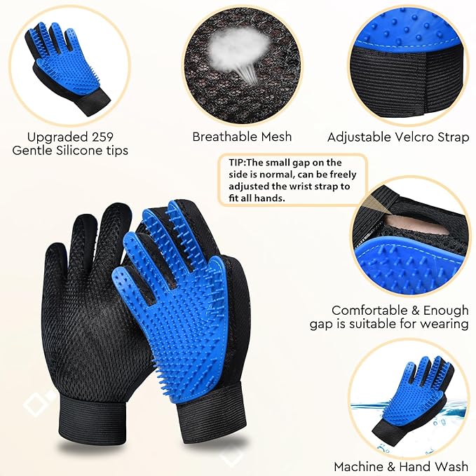 GJEASE Cat Grooming Glove Brush,Self-Cleaning Slicker Pet Brush for Short and Long Haired Pets,Dog Bath Brush for Shedding and Grooming,Removes Loose Hair and Tangles,Promote Circulation