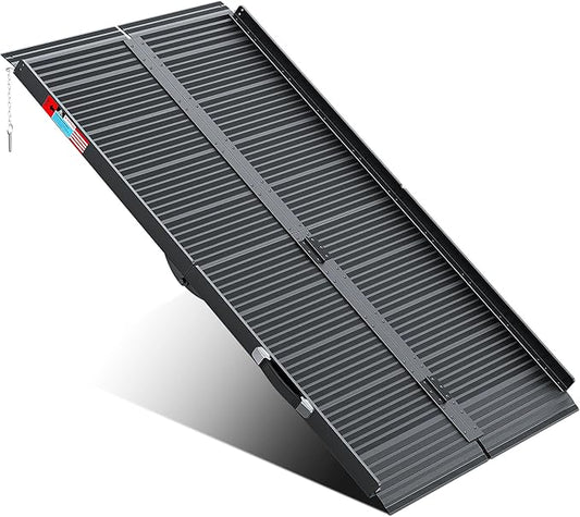 Black Portable Wheelchair Ramp, 5FT No-sew Non-Slip Aluminum Wheelchair Ramp, Folding Portable Wheelchair Ramps for Home, Weight Capacity Up to 800 LBS, Loading Dock Plates