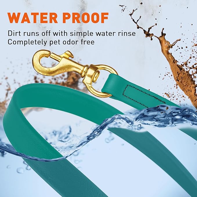 Viper Biothane K9 Working Dog Leash Waterproof Lead for Tracking Training Schutzhund Odor-Proof Long Line with Solid Brass Snap for Puppy Medium and Large Dogs, 33ft Blue Aqua