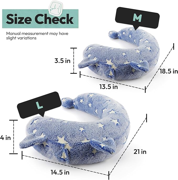 Dog Calming Pillow, Glow in The Dark Dog Put Head on, Soft Question Mark Pillows for Dogs, Kids, Adults, Washable Dog Bed Pillow, Cozy Dog Body Pillow Gifts (M Glow Blue)