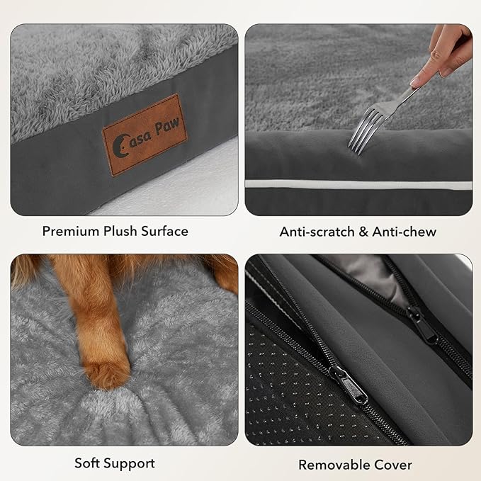 Orthopedic Dog Beds for Extra Large Dogs, Waterproof Egg Crate Foam XL Dog Bed with Sides 48x30Inch, Big Dogs Couch Beds with Removable Washable Cover and Nonskid Bottom, Dark Grey