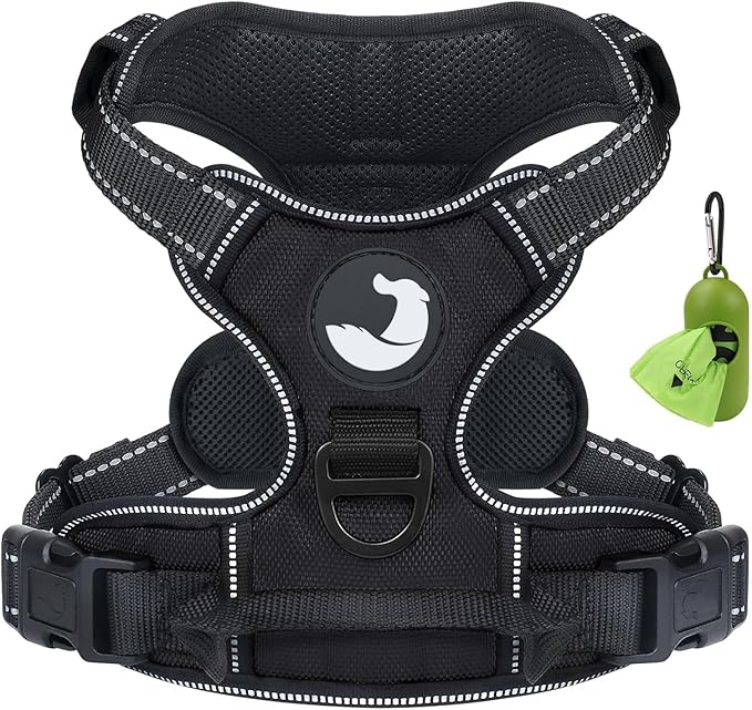 Joytale No Pull Dog Harness for Extra Large Dogs, Reflective Pet Vest with Front Clip, Adjustable Soft Padded Harnesses with Easy Control Handle for Training and Walking, Black, XL