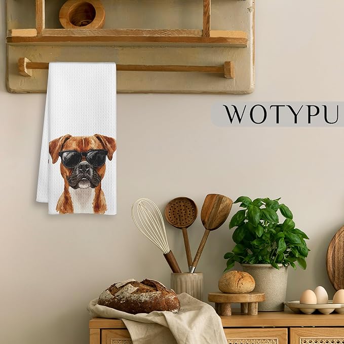 Funny Boxer Dog Gifrs Kitchen Towels, Boxer Dog Gifts for Women Men Dish Tea Towels, Dogs Lover Mom Dad Gifts Decorative Hand Towel for Bathroom, 16x24 Inch