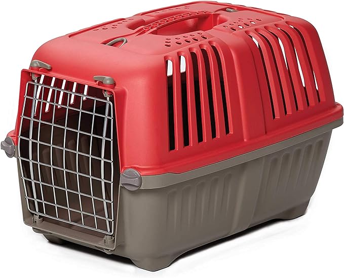 MidWest Homes for Pets Spree Travel Carrier ??Hard-Sided Dog & Cat Carrier, Small Pet Travel Crate with Handle, Ventilated Design, Easy Assembly, 19-Inch, Red