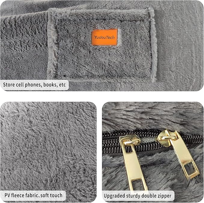 (No Filler Bean Bag Chair Cover Without Filler,Big Round Soft Fluffy PV Velvet Washable Bean Bag Lazy Sofa Bed Cover for Adults,Living Room Bedroom Furniture Outside,6ft Dark Grey