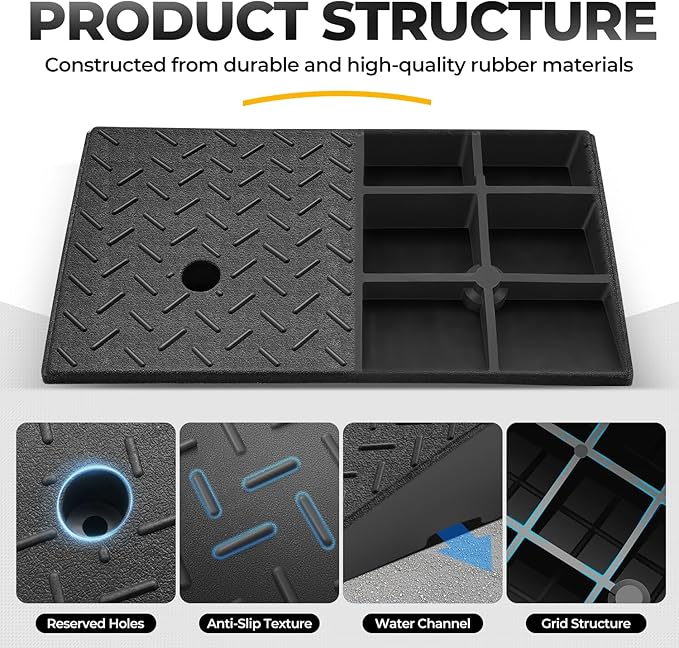 Auto Dynasty Rubber Curb Ramps, 5.5" Lift Height Curbside Driveway Ramp, 4410 LBS/2T Capacity Sidewalk Curb Ramp for Cars Trucks Bikes Motorcycles Wheelchairs, 2 Pack