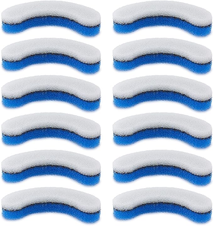 PetStandard Replacement Premium Water Filter for NPET WF050 Transparent Water Fountain. Arc-Shaped, Washable Pet Fountain filters with Triple Filtration System, Pack of 12