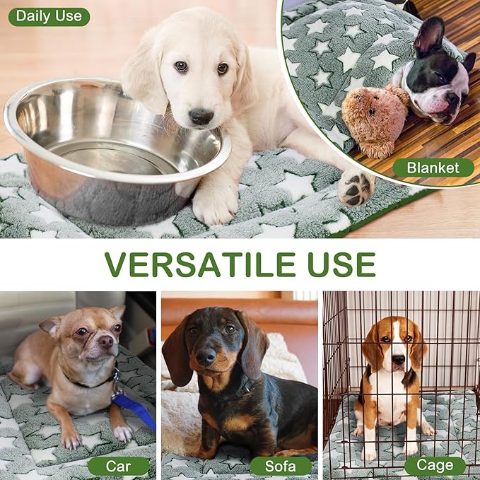 VitalCozy 4 Pcs Winter Dog Crate Pads, Ultra Soft Warm Washable Dog Cat Bed Mat for Pet Crate Comfortable Replaceable Reversible Kennel Pad for Small, Medium, Large Dogs(18 x 24 x 1.6 Inch,Green)
