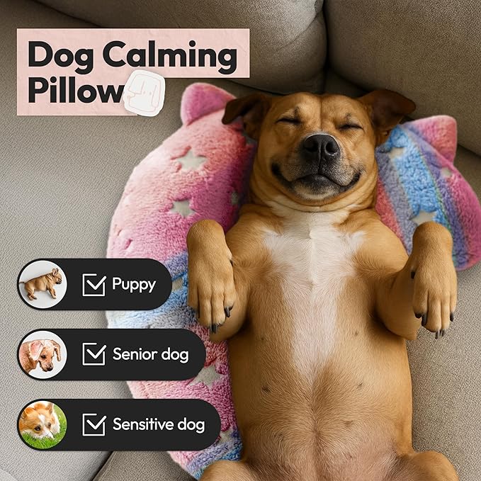 Dog Calming Pillow, Glow in The Dark Dog Put Head on, Soft Question Mark Pillows for Dogs, Kids, Adults, Washable Dog Bed Pillow, Cozy Dog Body Pillow Gifts (M Glow Pink)