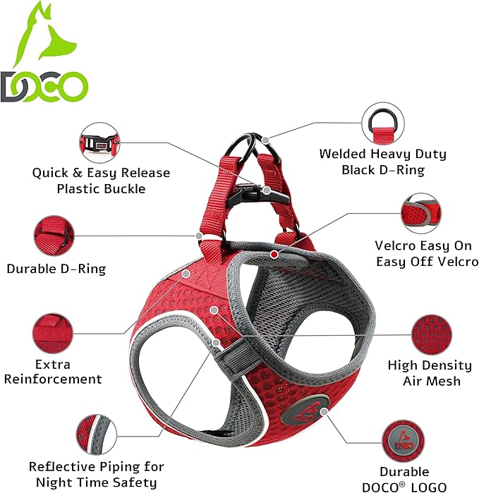 DOCO Dog Harness for Large Sized Dog - Athletica Adjustable, No Pull, No Choke, Puppy Vest Lightweight Air Mesh, Reflective, Puppy Essentials - Lime, Medium (Chest 16"-17", Weight 10-15 lbs)