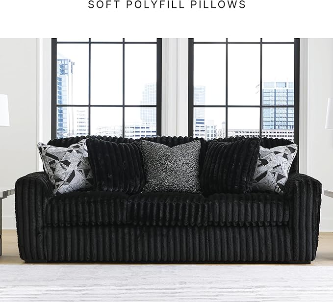 Signature Design by Ashley Midnight-Madness Modern Anti Sage Sofa with Reversible Cushions, Black