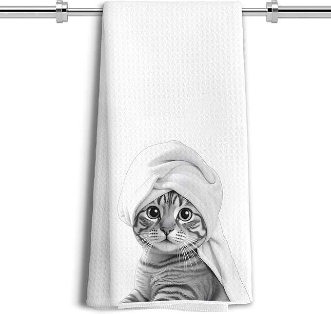 Funny Cat Hand Towels, Cat Gifts for Women, Funny Cute Hand Towels for Bathroom,16x24 Inches