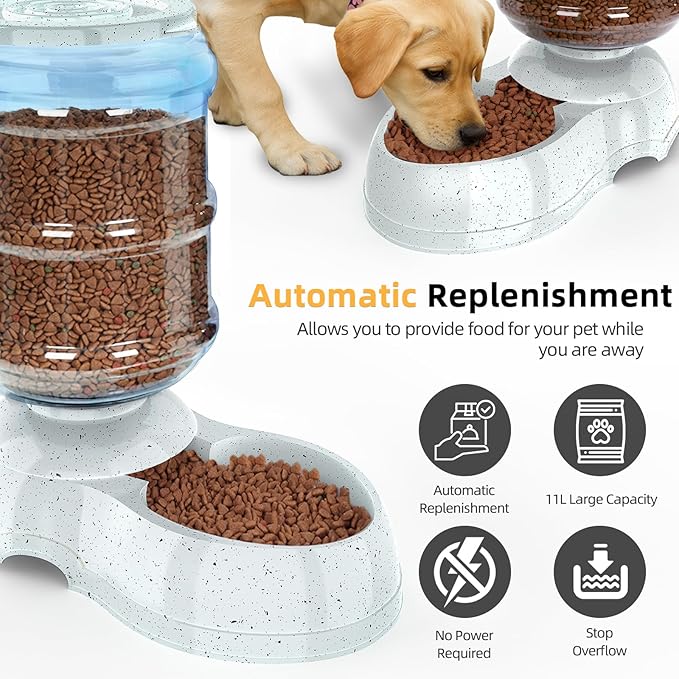 Kenond 3 Gallon Gravity Feeder, Automatic Dog Feeder, Dog Food Dispenser for Large Breed