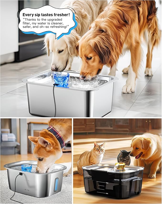 (4 Pack) Dog Water Fountain Filters-Replacement Filters for Lesotc Dog Water Bowl Dispenser, High-Efficiency Activated Carbon Cartridges for Safer, Cleaner Pet Drinking