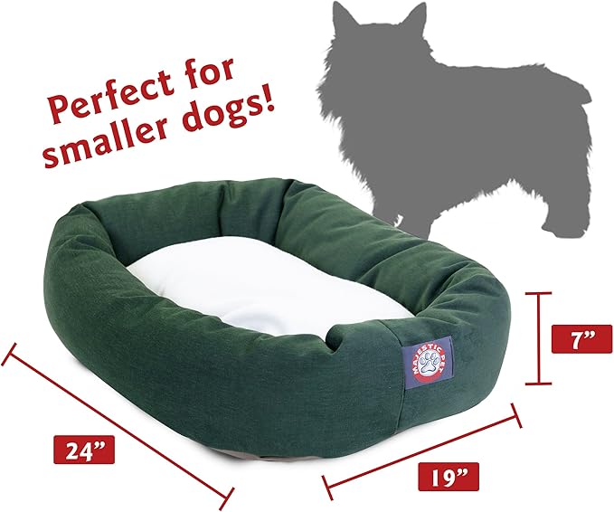 Majestic Pet 24 inch Green & Sherpa Bagel Dog Bed Products, 24.0"L x 19.0"W x 7.0"Th