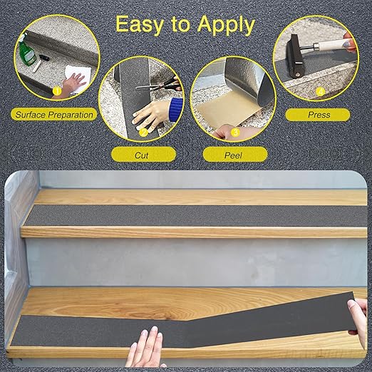 S&X Gray Anti Slip Traction Tape 4 Inch x 60 FT Roll, Grit 60 Ultimate Non-Slip Grip Tape for Outdoor Stair Treads Non Skid for Wooden Steps & Exterior Grips Waterproof, Extra-Durable, Long-Lasting