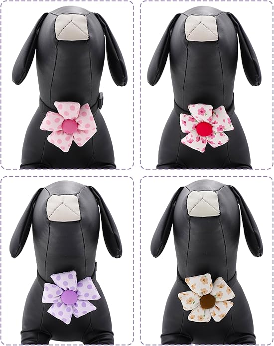 PET SHOW Valentines Small Dogs Flower Charms Slide Collar Accessories for Medium Large Dogs Cat Puppies Rabbit Pigs Collars Bows Grooming Supplies