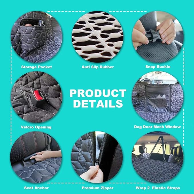 Dog Seat Covers for Back Seat,Pet Hammock for Cars, Waterproof Backseat Cover for Dogs in Car, Heavy Durable Car Hammock for SUV with Mesh Window, Non Slip Dog Car Seat Covers for Small SUV,RAV4,CRV