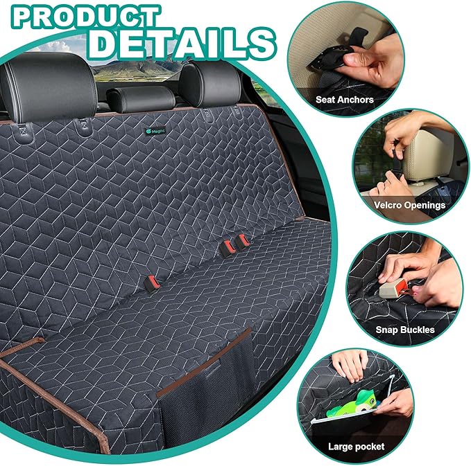 Bench Seat Covers for Trucks,Dog Car Seat Covers for Ford f150/Ram1500/Nissan Frontier/Toyota Tacoma/GMC Canyon,Nonslip Truck Seat Cover for Dogs (Brown)