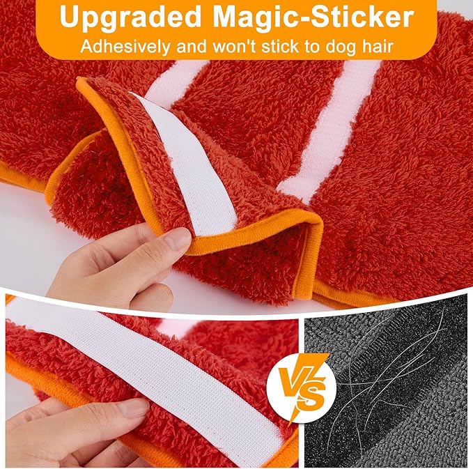 Bienbee Dog Bathrobe, Quick Drying Super Absorbent Dog Robes for After Bath, Warm Keeping Dogs Towel, Dogs Bath Supplies, Bright Red XXL