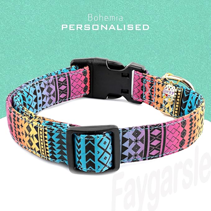 Faygarsle Bohemian Geometric Pattern Dog Collar for Small Medium Large Boys Girls Dogs XS