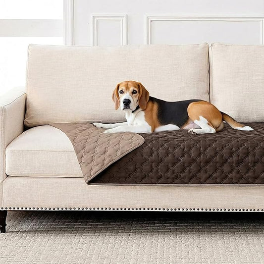 Waterproof Dog Blanket, Couch Cover for Dogs Washable, Reversible Dog Bed Cover, Couch Furniture Protector. (Dark＆Light Brown, 30 X 70 Inch - 1 Pack)