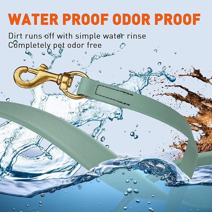 Viper Biothane K9 Working Dog Leash Waterproof Lead for Tracking Training Schutzhund Odor-Proof Long Line with Solid Brass Snap for Puppy Medium and Large Dogs, 10ft Sage Green