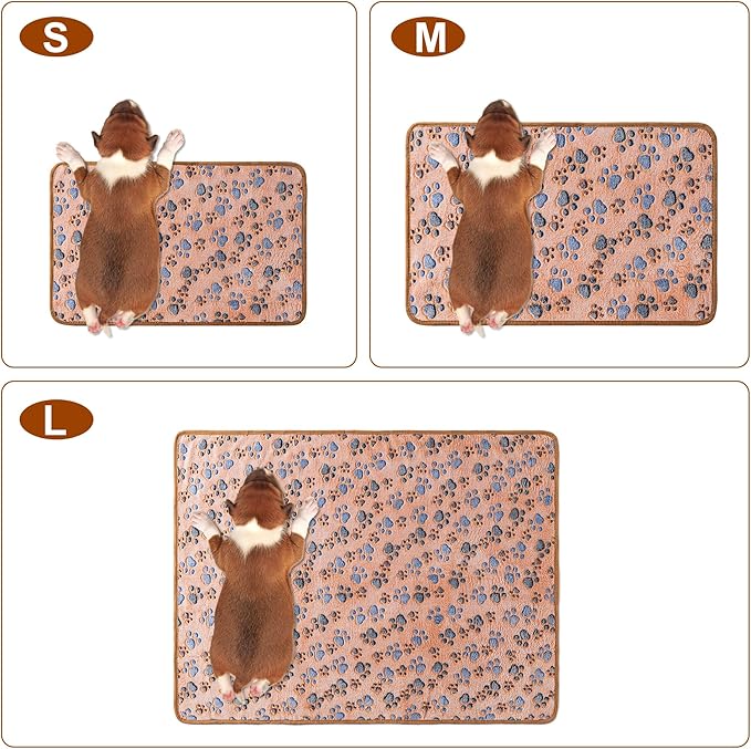 1 Pack 3 Blankets Super Soft Fluffy Premium Fleece Pet Blanket Flannel Paw Printed Throw for Dog Puppy Cat (Large 41x31'', Beige, Grey, Navy)