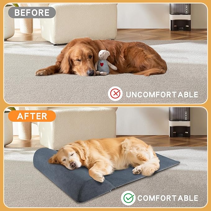 Dog Bolster Pillow for Large Dog, Benefit for Cervical Vertebra and Neck, Headrest with High Resilience Foam, Easy to Carry, Machine Washable Cover竊낰asy to Clean(Large)