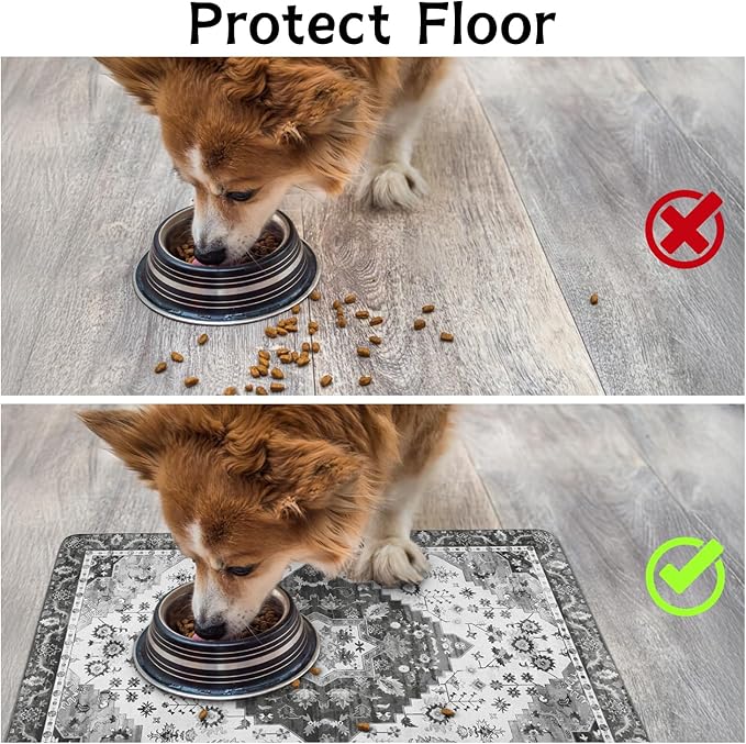 Pet Food Mats for Floor, Absorbent Dog Mat for Food and Water Dispenser Mat, Dog Food Mat Quick Dry Cat Food Mat Pet Supplies