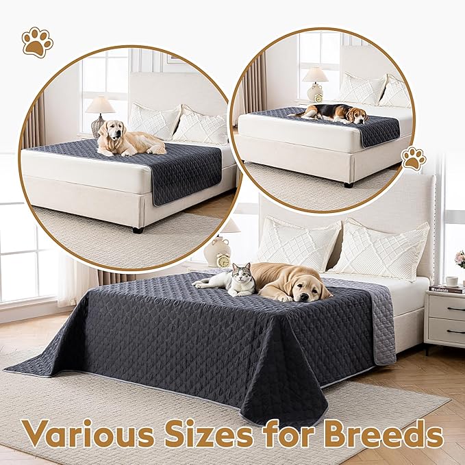 Waterproof Dog Blanket, Couch Cover for Dogs Washable, Reversible Dog Bed Cover.(Dark＆Light Grey, 30 X 53 Inch - 1 Pack)