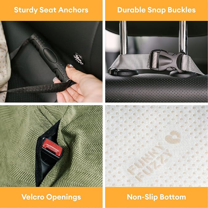 FUNNY FUZZY Dog Car Seat Cover for Back Seat, Waterproof, Scratchproof Car Seat Protector for Dogs Nonslip, Dog Back Seat Covers for Cars, Trucks and SUVs, Back Seat(18.1''W x 53''L×22" H)