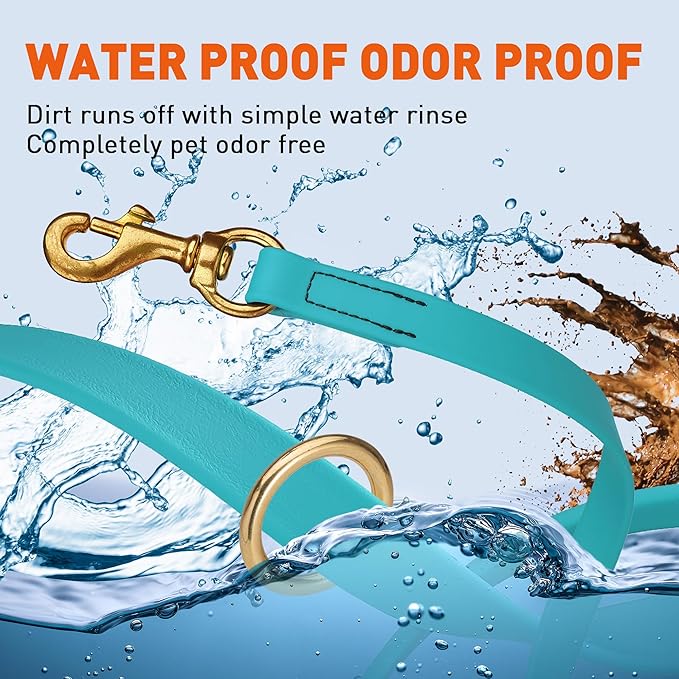 Viper Biothane K9 Working Dog Leash Waterproof Lead for Tracking Training Schutzhund Odor-Proof Long Line with Solid Brass Snap for Puppy Medium and Large Dogs 4ft, Sky Blue